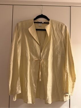 Max Studio Pale Cream Linen Open-Front Jacket